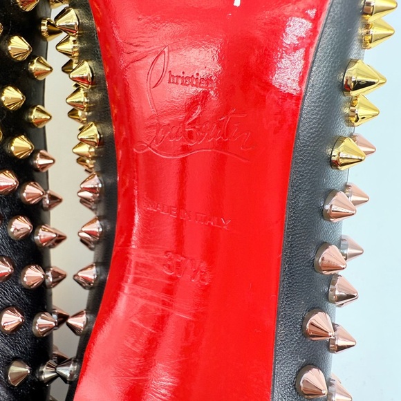 Christian Louboutin Black Leather Pigalle Ombre Spike 100mm pumps EU 37.5 - Picture 9 of 9